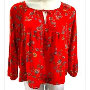 24) Old Navy Floral Red Women's Top Size Large